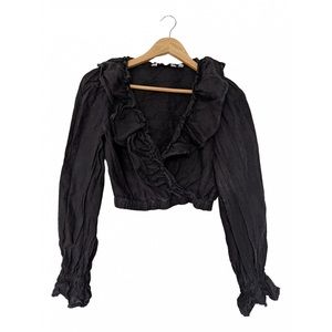 Black linen ruffled top from & Other Stories